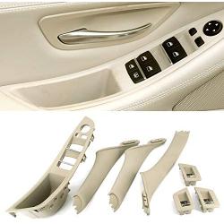 FEXON Driver Side Door Handle for BMW 5 Series,Window Switch Armrest Panel,Inner Pull Handle Trim Panel Cover Kits Replacement for 2010-2016 BMW 5 Series 520 523 525 528 530 535 F10 F11 Cream Beige