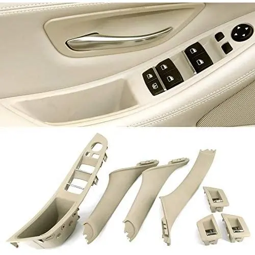 FEXON Driver Side Door Handle for BMW 5 Series,Window Switch Armrest Panel,Inner Pull Handle Trim Panel Cover Kits Replacement for 2010-2016 BMW 5 Series 520 523 525 528 530 535 F10 F11 Cream Beige