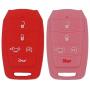 WEIBISS 2 Pack 5 Buttons Soft Silicone Rubber Remote Keyless Protector Case Key Fob Cover Protector Holder Jacket for Dodge 2021 2020 2019 Ram 1500 Pickup 68291690AB/AC/AD, Red Pink