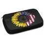 Sunflower American Flag Electronic Organizer Compact Travel Cable Organizer Bag Pouch
