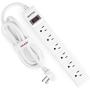 BESTEK 6-Outlet 6 Feet Extension Cord Power Strip 15A 1875W Surge Protector Desktop Charging Station, 200Joules, Right Angle Flat Plug, Ultra-Compact Wide Spaced Multi Outlets Plugs Sockets, White