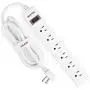 BESTEK 6-Outlet 6 Feet Extension Cord Power Strip 15A 1875W Surge Protector Desktop Charging Station, 200Joules, Right Angle Flat Plug, Ultra-Compact Wide Spaced Multi Outlets Plugs Sockets, White