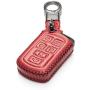 Vitodeco Genuine Leather Smart Key Keyless Remote Entry Fob Case Cover with Key Chain for 2011-2020 Toyota Sienna (6 Buttons, Red)