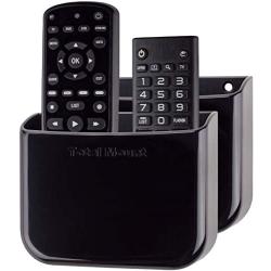 TotalMount Hole-Free Remote Holders - Eliminate Need to Drill Holes in Your Wall (for 2 or 3 Remotes - Black - Quantity 2)