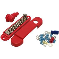 (Red) 12 Terminal Distribution Block -BUSBAR- With Ring Terminals