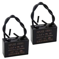 Tnisesm 2Pcs Fan Capacitor CBB61 1.2uF 450V AC 2 Wire for Ceiling Fan Motor Start Run Capacitor TN-CBB61-1.2