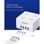 USB Power Strip Surge Protector - SUPERDANNY Mountable Charging Station with 4 Widely Spaced AC Outlets & 4 Smart USB Ports, 5ft Desktop Extension Cord for Home, Office, Hotel, Dorm Room, RV, White