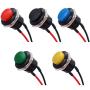 weideer 5pcs 16mm Momentary Push Button Switch SPST AC250V/3A AC125V/6A ON Off 2 Pin Mini Self-Reset Round Plastic Switch(5 Colors) with Pre-soldered Wires R13-507-5-X