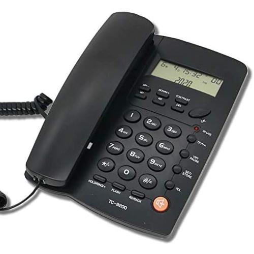 HePesTer Basic Corded Phone with Caller ID, Home Office Landline Phone with Adjustable Volume for Speakerphone/Alarm Clock/Speed Dial Function