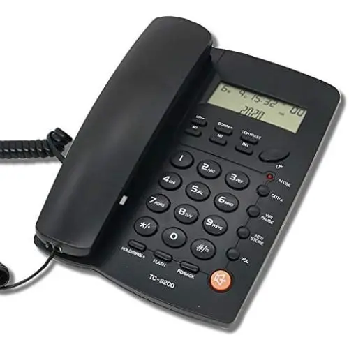 HePesTer Basic Corded Phone with Caller ID, Home Office Landline Phone with Adjustable Volume for Speakerphone/Alarm Clock/Speed Dial Function