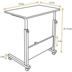 sogesfurniture Mobile Side Table 23.6 InchesTablet Wheels Mobile Laptop Computer Desk Adjustable Movable Laptop Computer Stand for Bed Sofa,Black BHUS-05-1-60BK