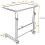 sogesfurniture Mobile Side Table 23.6 InchesTablet Wheels Mobile Laptop Computer Desk Adjustable Movable Laptop Computer Stand for Bed Sofa,Oak BHUS-05-1-60OK