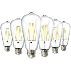 Sunco Lighting 6 Pack ST64 LED Bulb, Dimmable, Waterproof, 8.5W=60W, 6000K Daylight Deluxe, Vintage Edison Filament Bulb, 800 LM, E26 Base, Restaurant or String Lights - UL