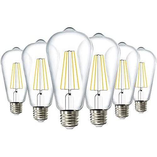 Sunco Lighting 6 Pack ST64 LED Bulb, Dimmable, Waterproof, 8.5W=60W, 6000K Daylight Deluxe, Vintage Edison Filament Bulb, 800 LM, E26 Base, Restaurant or String Lights - UL