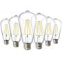 Sunco Lighting 6 Pack ST64 LED Bulb, Dimmable, Waterproof, 8.5W=60W, 6000K Daylight Deluxe, Vintage Edison Filament Bulb, 800 LM, E26 Base, Restaurant or String Lights - UL
