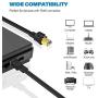 Cat 8 Ethernet Cable, 10FT Flat 40Gbps 2000Mhz High-Speed LAN Cable, RJ45 Connector with Gold Plated SFTP Patch Cord, Heavy Duty Gigabit Cord for Router, Modem, Laptop, Xbox, PS4, Gaming - Black