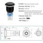 Quentacy 19mm 3/4'' Latching Pushbutton Switch 12V Power Symbol LED 1NO1NC SPDT ON/OFF Black Metal Waterproof Toggle Switch with Wire Socket Plug (White)