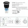 Quentacy 19mm 3/4'' Latching Pushbutton Switch 12V Power Symbol LED 1NO1NC SPDT ON/OFF Black Metal Waterproof Toggle Switch with Wire Socket Plug (White)