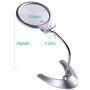 XYK Large 2X 5X LED Lighted Magnifier with Stand - Folding Design with 2 LED Lamp and Jumbo 5.5 Inch Lens - Best Hands Free Magnifying Glass with Light for Reading