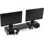 Superjare Dual Monitor Stand Riser, Adjustable Length and Angle Multi Screen Stand, Desktop Stand Storage Organizer for Laptop Computer/TV/PC/Printer- Black