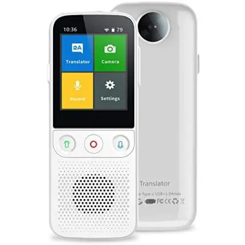 Language Translator Device Portable Voice Translator Support WiFi/Hotspot/Offline Smart Translator Device Two Way Real Time 2.4 Inch Touch Screen 138 Languages (White)