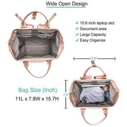 BRINCH Laptop Backpack 15.6 Inch Wide Open Computer Backpack Laptop Bag College Rucksack Water Resistant Business Travel Backpack Multipurpose Casual Daypack with USB Charging Port for Women,Pink