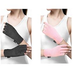 Copper Compression Cotton Arthritis Gloves. Best Copper Infused Glove for Arthritis Hands, Arthritic Fingers, Carpal Tunnel, Computer Typing, Hand Support. Fingerless for Women and Men. (1 Pair)