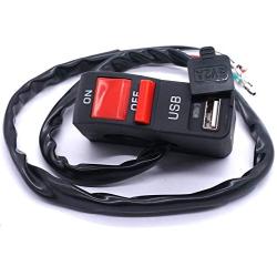 Taiss 12v 7/8″ Universal Motorcycle Handlebar On Off Push Button Switch,with 12V5A USB Car Charger Headlight Control Switch for Motorcycle, ATV, Scooter or Snowmobile F006