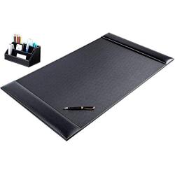Multifunctional Office Desk Pad 34 x 20 Inch Premium Leather Desk Mat Blotters Laptop Keyboard Mouse Pad Organizer with Comfortable Writing Surface and Liftable Side Rails for Office Home