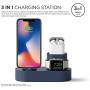 elago 3 in 1 Apple Charging Station Compatible with Apple Watch Series 6/SE/5/4/3/2/1, Apple AirPods 2/1, iPhone 11 and All iPhone Models [Original Cables Required] (Jean Indigo)