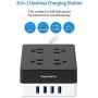 USB Power Strip Surge Protector - SUPERDANNY 5ft Desktop Extension Cord with 4 Widely Spaced Outlets & 4 Smart USB Ports, Portable Charging Station for Home, Office, Hotel, Dorm, RV, Black+White