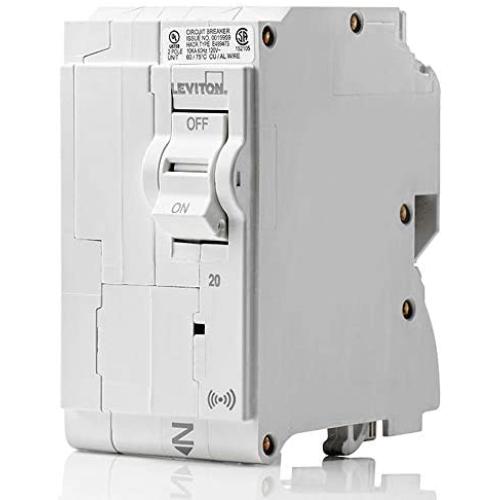 Leviton LB220-S 20 Amp, 2-Pole Plug-on Smart Standard Branch Circuit Breaker, 120 VAC, White