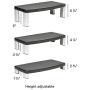 3M Extra Wide Adjustable Monitor Stand, Three Leg Segments Simply Adjust Height from 1'' to 5 7/8'', Sturdy Platform Holds Up to 40 lbs, 16-inch Space Between Columns for Storage, Silver/Black (MS90B)
