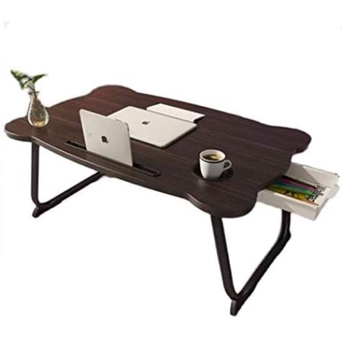 MJUNM Laptop Desk, Lap Desk Bed Table Tray for Eating Writing Foldable Desk with iPad Slots for Adults/Students/Kids, Adjustable Notebook Stand with Drawer, Card Slot, Black