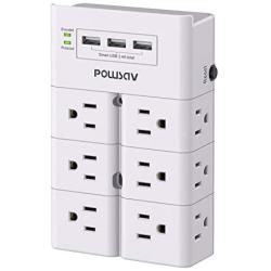 Multi Plug Outlet, Outlet Splitter, POWSAV Surge Protector Wall Mount with 12-Outlet Extender and 3 USB Ports(Smart 3.4A Total) for Home, Office, Dorm Essentials, Hotel, White, ETL Listed