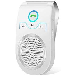Bluetooth Speakerphone Wireless Car Speaker, Aigital Upgraded Bluetooth 5.0 in-car Speaker for Cell Phone, Loud and Clear Sound for No-Hands Calling, GPS Navigation and Music - White