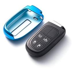 Xotic Tech Blue Soft TPU Smart Remote Key Cover Keyless FOB Shell Case for Jeep/for Chrysler/for Dodge Remote Key