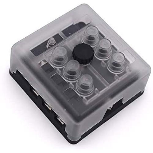 circuit breaker Fuse Block W/Negative Bus - JOYHO 6 Way Fuse Distribution Box with Ground, With Protection Cover, Bolt Connect Terminals, 70 pcs Stick Label, for Automotive Vehicle Boat Marine