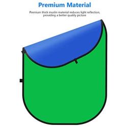 Neewer Chromakey Backdrops, Double-Sided Green Screen and Blue Screen, 2-in-1 Collapsible and Reversible Background for Photography, Gaming and Live Streaming, 5’×6.6’/1.5m×2m