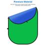 Neewer Chromakey Backdrops, Double-Sided Green Screen and Blue Screen, 2-in-1 Collapsible and Reversible Background for Photography, Gaming and Live Streaming, 5’×6.6’/1.5m×2m