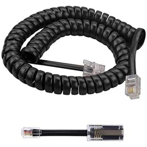 Telephone Cord Detangler,AIMIJIA Black Coiled Telephone Handset Cord 6 Ft Uncoiled(1.1 Ft Coiled) and (Handset Cord+Detangler)