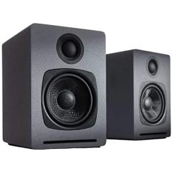 Audioengine A1 Home Music System | Powered aptX Bluetooth Stereo Speakers for Bookshelf | Wired or Wireless Connection, AUX Input for Computer, Turntable, TV, Subwoofer Connection (Pair, Grey)