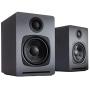 Audioengine A1 Home Music System | Powered aptX Bluetooth Stereo Speakers for Bookshelf | Wired or Wireless Connection, AUX Input for Computer, Turntable, TV, Subwoofer Connection (Pair, Grey)