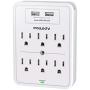 Multi Plug Outlet, Surge Protector, POWSAV USB Wall Charger with 2 USB Ports, 6-Outlet Extender and Top Phone Holder for Your Cell Phone, White, ETL Listed