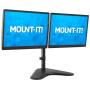 Mount-It! Dual Monitor Stand | Double Monitor Desk Stand Fits Two x 21 22 23 24 27 28 30 32 Inch Computer Screens | Freestanding Base | 2 Heavy Duty Full Motion Adjustable Arms | VESA Compatible