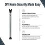 SABRE HS-DSB Adjustable 2-in-1 Home Bar, Strong Scratch-Proof Grip, Removable Door Knob Top Sliding Doors, Portable & Easy to Use for Apt & Travel Security