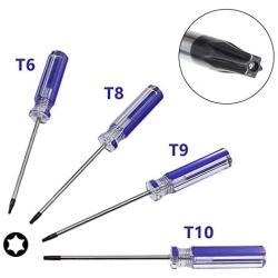 Kyuionty Set of 4 Torx Screwdriver, Magnetic T6 T8 T9 T10 Screwdriver Tool Kit for Repair & Maintenance Small Appliances & Electronic Products