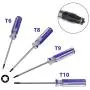 Kyuionty Set of 4 Torx Screwdriver, Magnetic T6 T8 T9 T10 Screwdriver Tool Kit for Repair & Maintenance Small Appliances & Electronic Products
