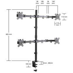 Halter LCD Computer Monitor Desk Mount, Fully Adjustable Stand Desk clamp Holds up to 4 27'' LCD Monitors