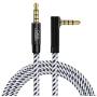 3.5mm Aux Cable 4 Pole, CableCreation 90 Degree TRRS 3.5mm Male to Male Audio Cable/Right Angle 4 Pole Stereo Auxiliary Cable (Microphone Compatible), 6ft/1.8m